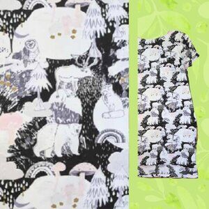 🍄50% Straight Midi Dress Woodland Print